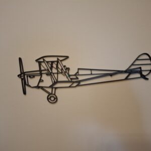 DH82 Tiger Moth Vintage Biplane Silhouette Wall Art
