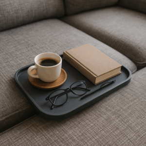 Couch Companion Sofa Tray — Stable Surface for Drinks, Books & Essentials on Soft Cushions