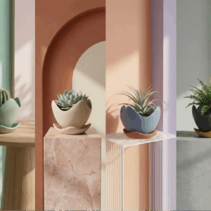 Petal Curve Planter with Matching Drip Tray — Soft Pastel Décor Pot for Succulents & Indoor Plants