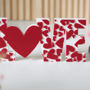 LOVE Heart Pattern Decor Sign — Layered Red & White 3D Printed Gift Piece