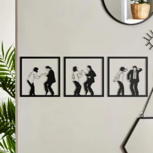 Pulp Fiction Dancing Trio Wall Art —  Silhouette Panels (Set of 3)